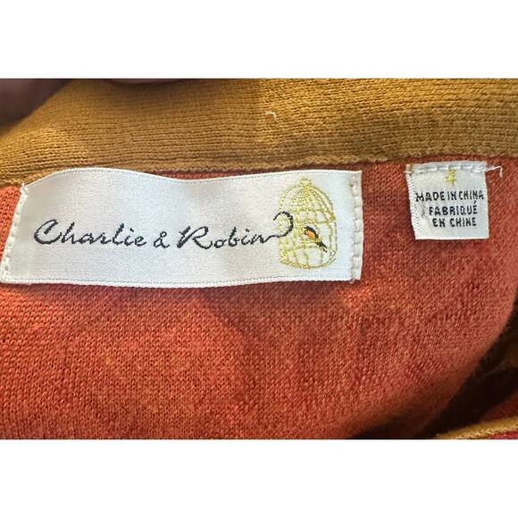 Charlie & Robin ANTHROPOLOGIE Wool Blend Orange Gold Skirt - Sz 4 - Picture 3 of 5